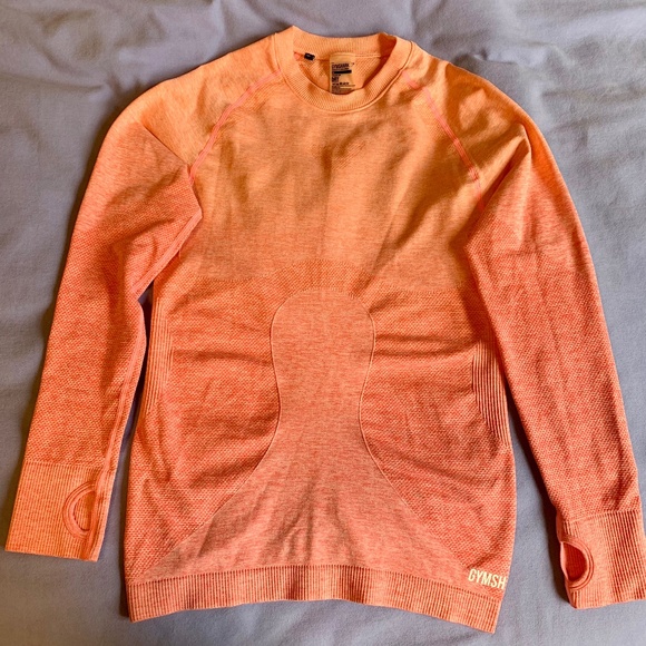 Gymshark Peach Pink Ombre Seamless Long Sleeve Top Size Medium - Picture 1 of 6